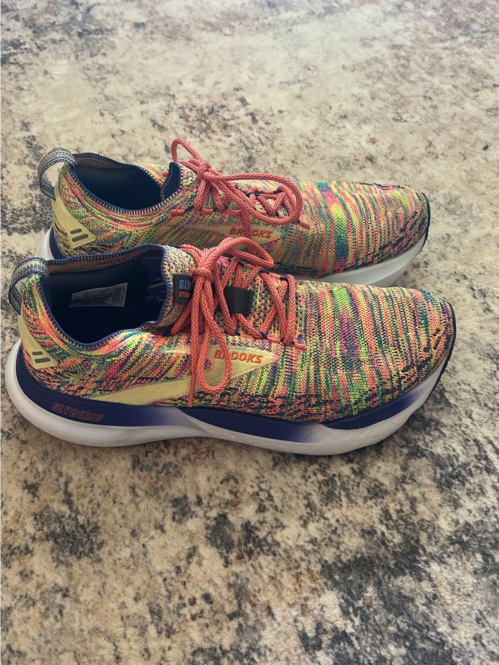 Brooks Multicolor Knit Running Sneakers with Coral Laces